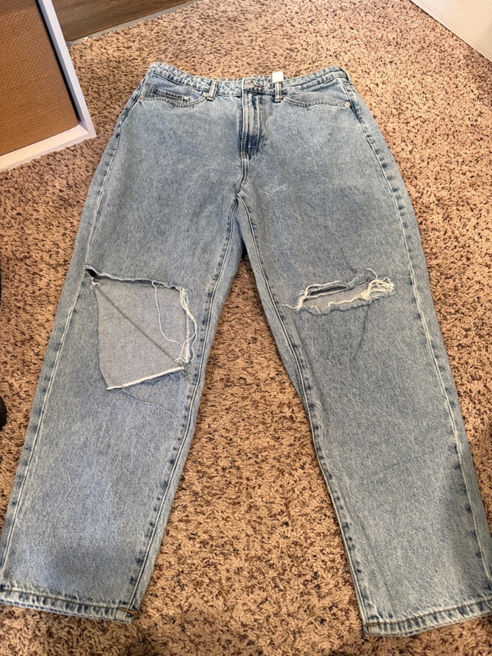 Light Wash Distressed High-Rise Jeans